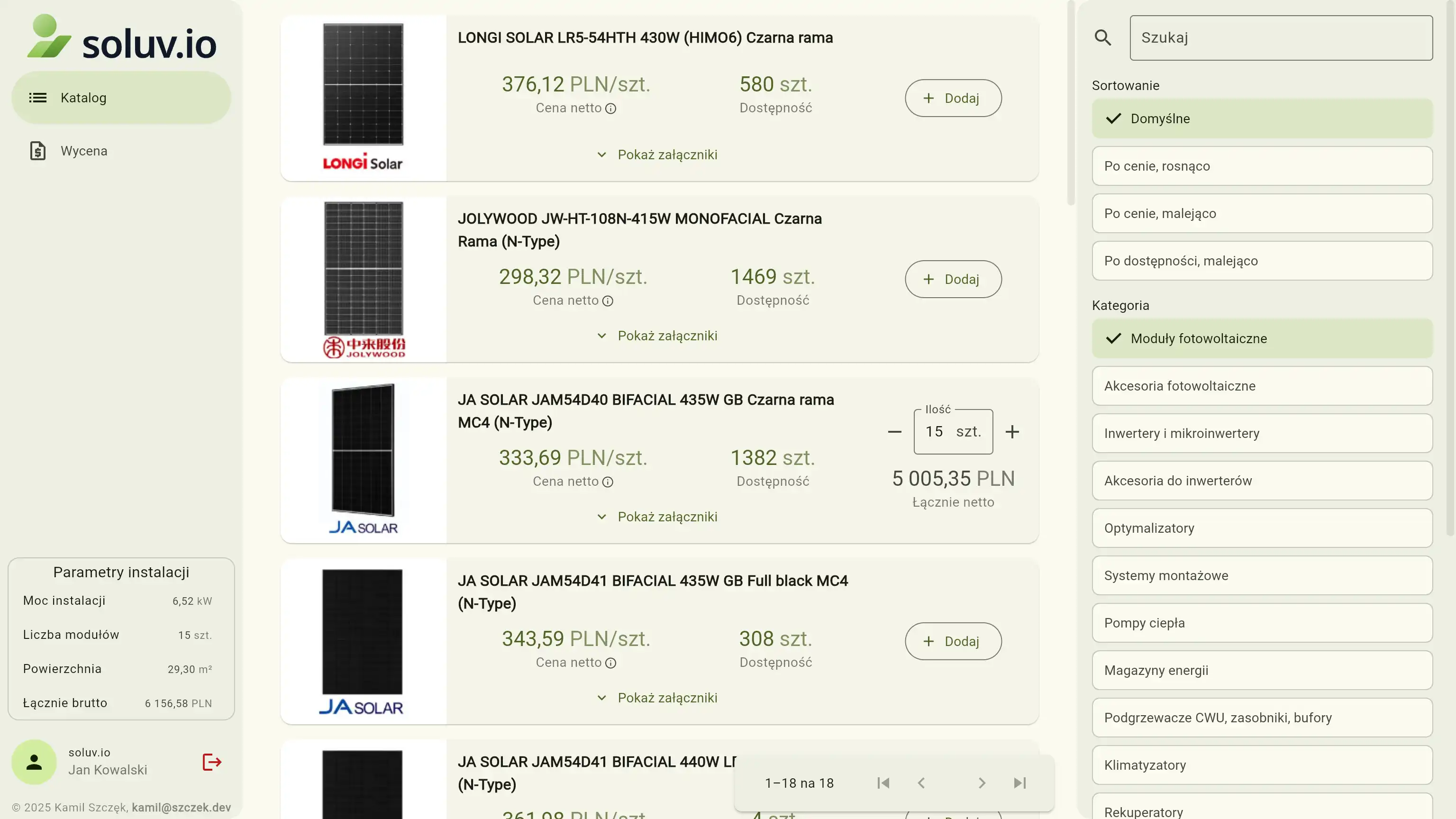 Zrzut ekranu platformy